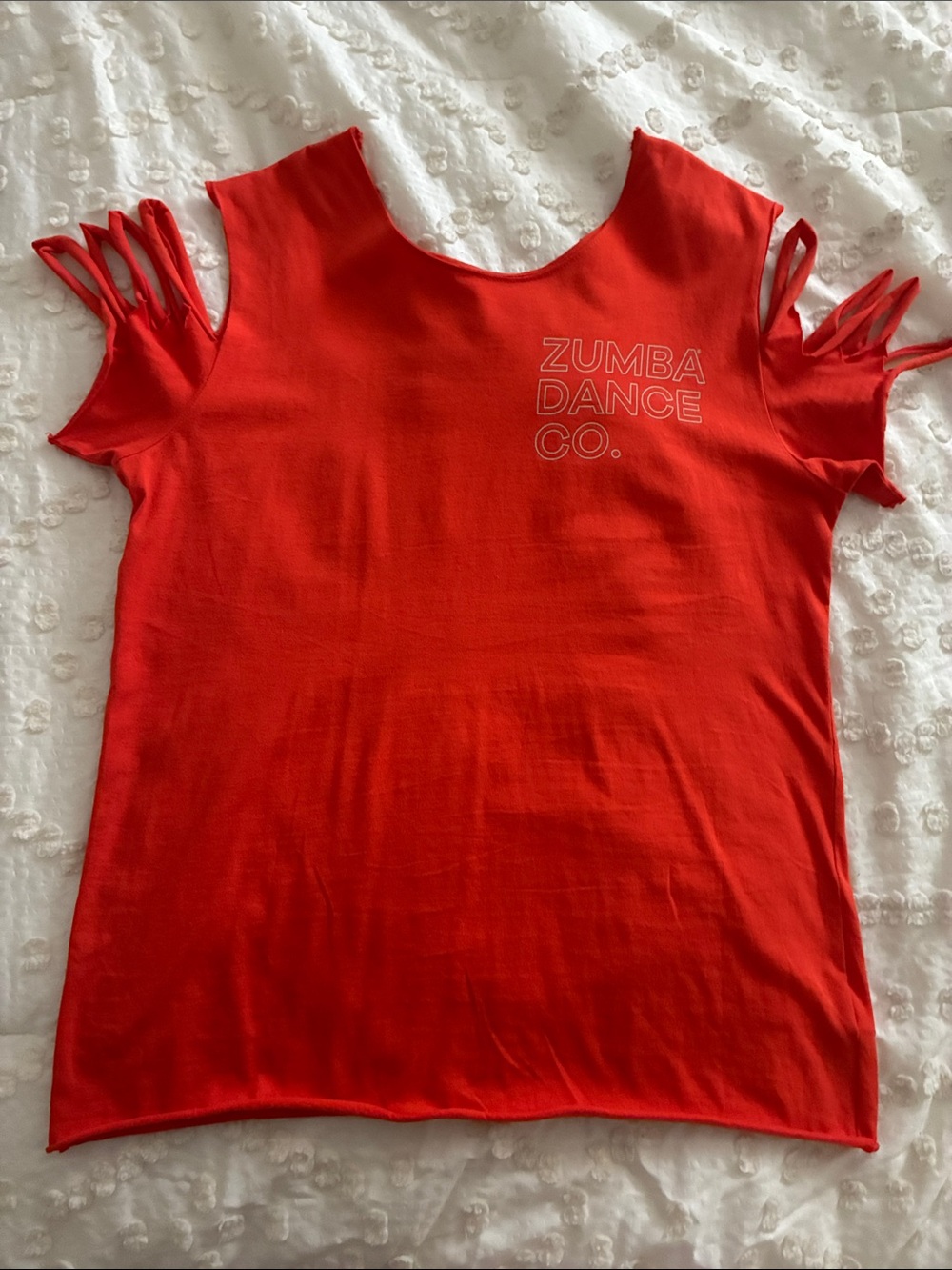 Zumba Orange Cold-Shoulder Logo Tee with Multicolor Print - Picture 6 of 12